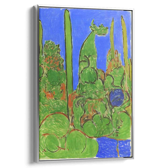 Wildfire Fantasia: Fauvist-Inspired Landscape with Dragon Canvas Art
