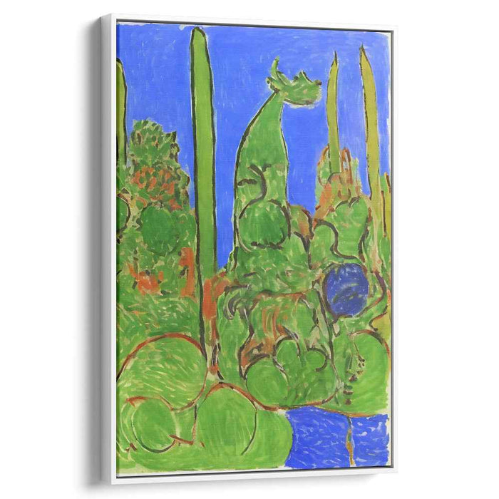 Wildfire Fantasia: Fauvist-Inspired Landscape with Dragon Canvas Art
