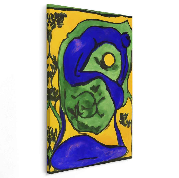 Golden Depths Harmony: Vivid Yellow and Deep Blue Canvas Art