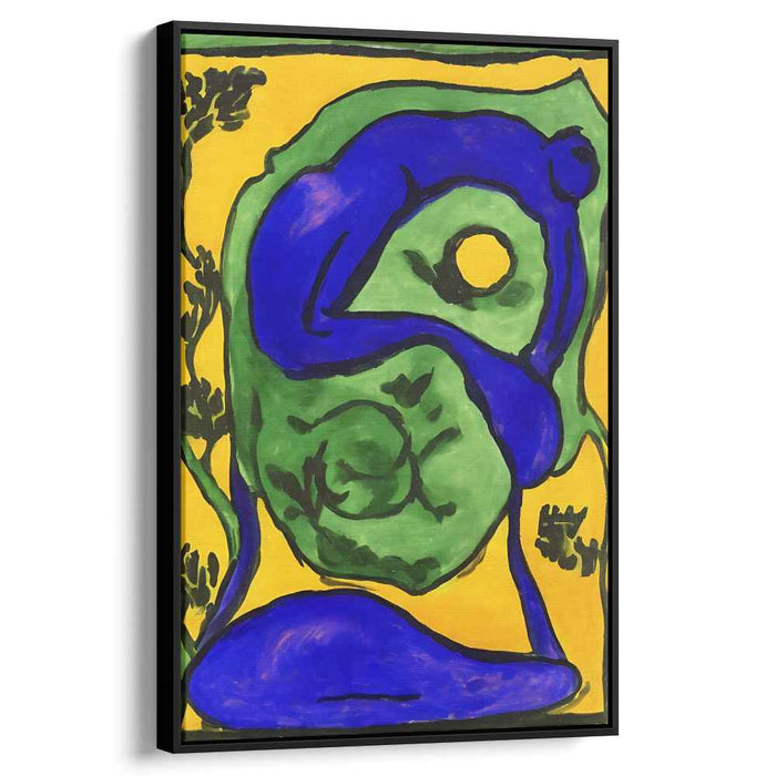 Golden Depths Harmony: Vivid Yellow and Deep Blue Canvas Art
