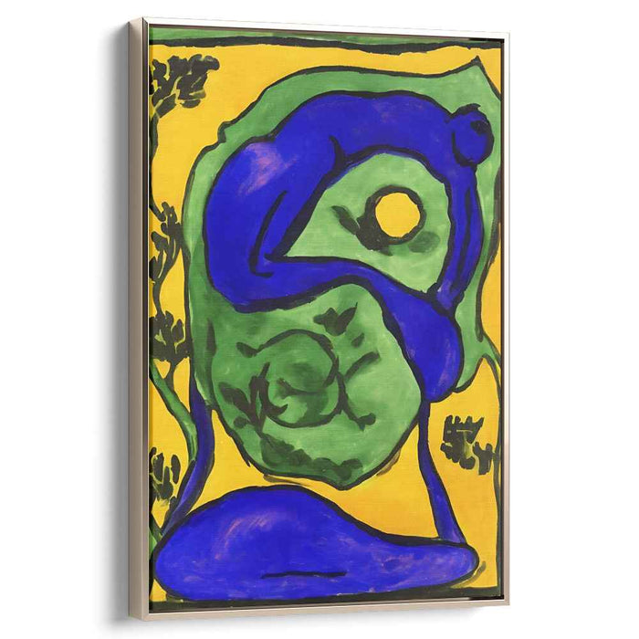 Golden Depths Harmony: Vivid Yellow and Deep Blue Canvas Art