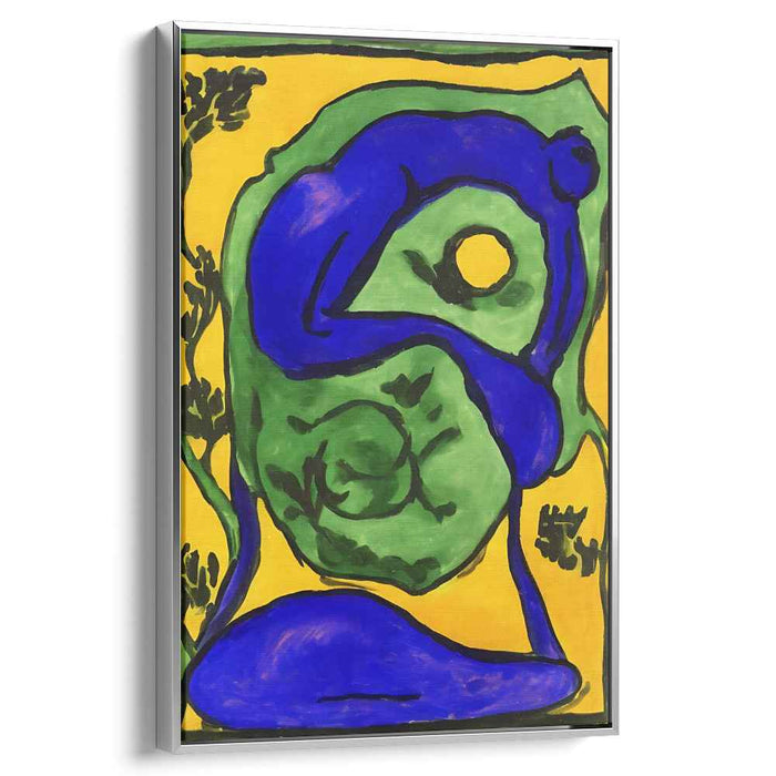 Golden Depths Harmony: Vivid Yellow and Deep Blue Canvas Art