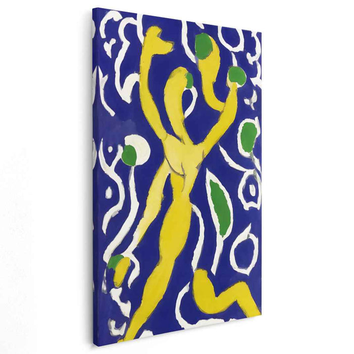 Ethereal Dance in Blue and Yellow: Modern Expressionist Canvas Art