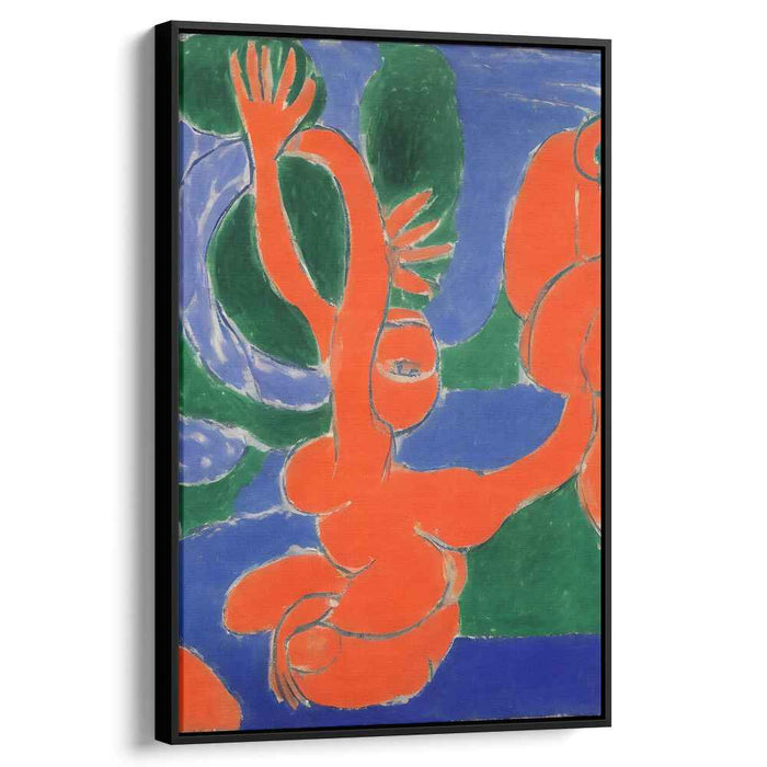 Flaming Dance: Abstract Expressionist Orange and Blue Canvas Art Print