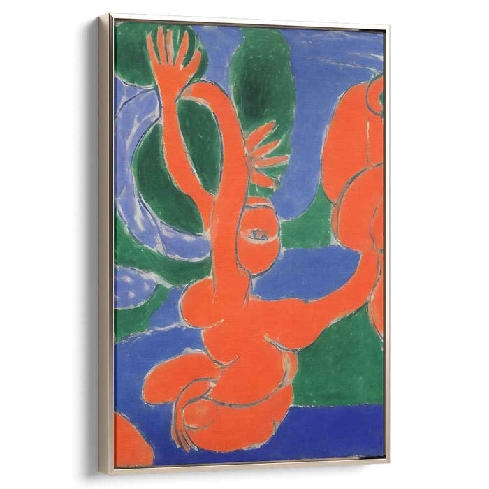Flaming Dance: Abstract Expressionist Orange and Blue Canvas Art Print