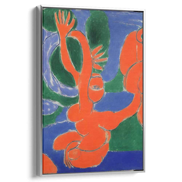Flaming Dance: Abstract Expressionist Orange and Blue Canvas Art Print