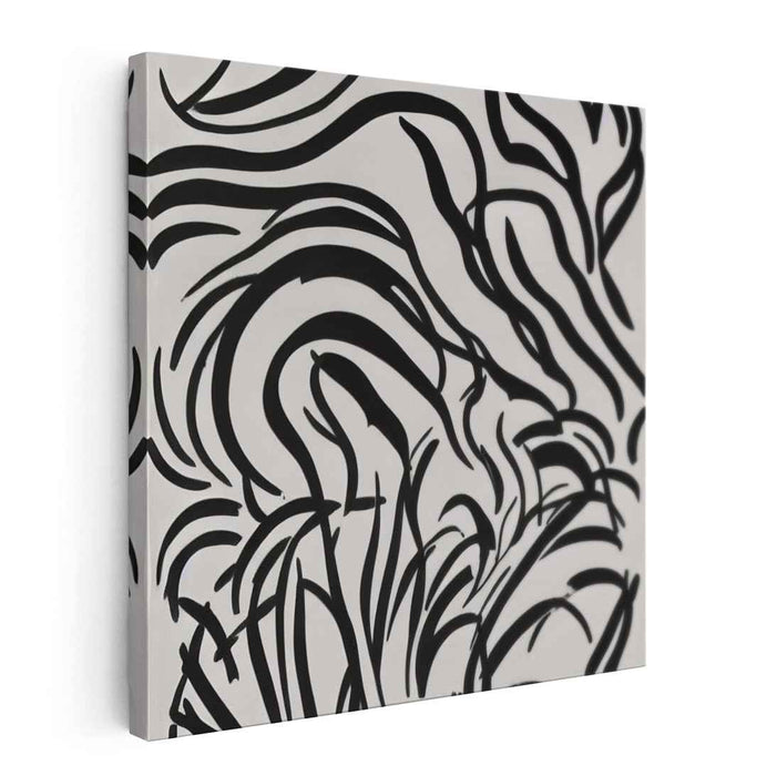 Ink Symphony Nocturne: Abstract Expressionist Black and White Canvas Art Print