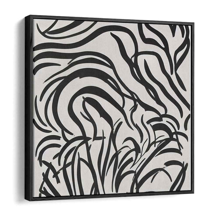 Ink Symphony Nocturne: Abstract Expressionist Black and White Canvas Art Print