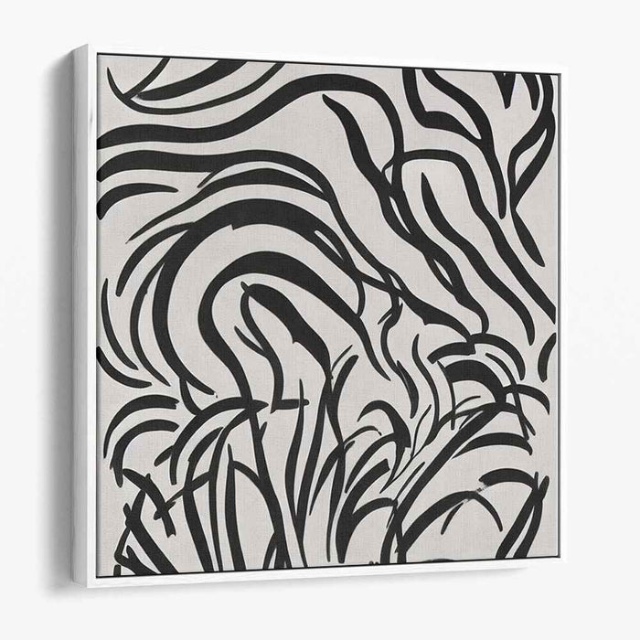 Ink Symphony Nocturne: Abstract Expressionist Black and White Canvas Art Print