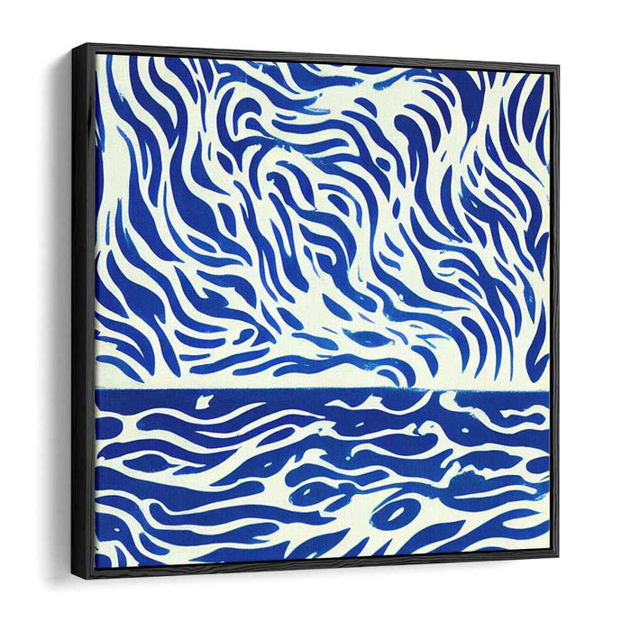 Oceanic Chromatic Dance: Contemporary Blue Wave Abstract Canvas Art Print