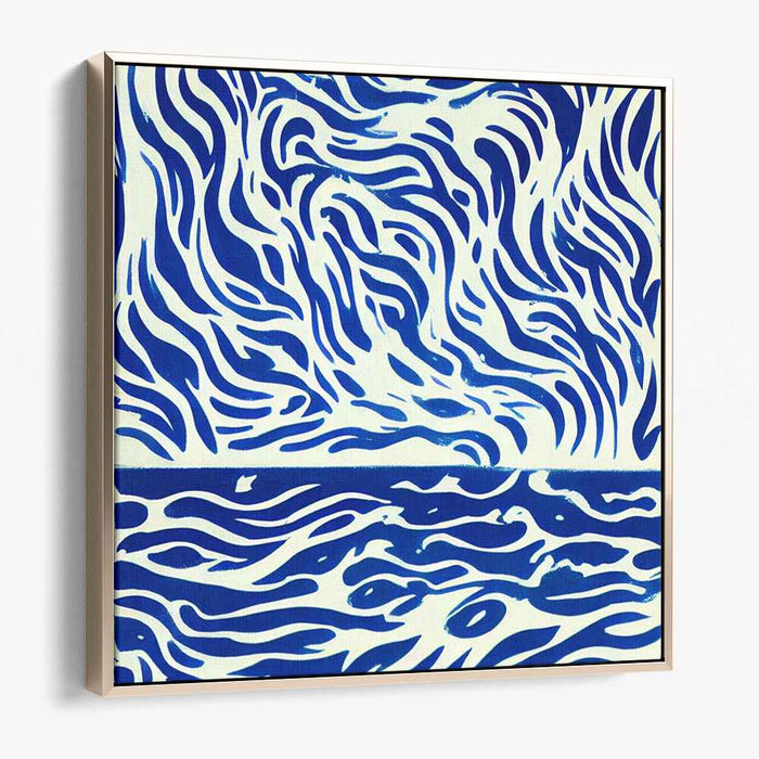 Oceanic Chromatic Dance: Contemporary Blue Wave Abstract Canvas Art Print