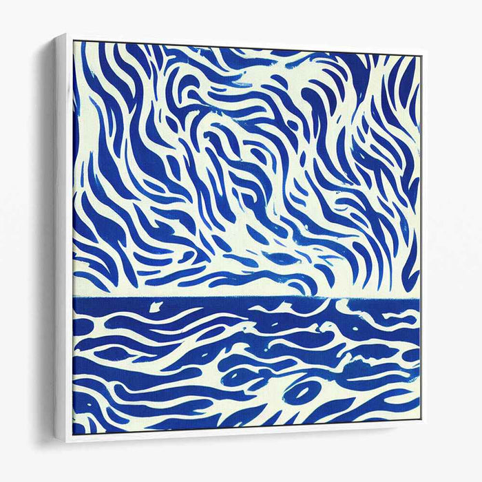 Oceanic Chromatic Dance: Contemporary Blue Wave Abstract Canvas Art Print