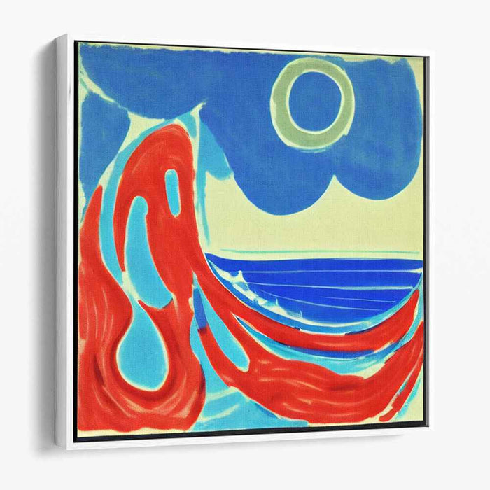 Scarlet Symphony Abstraction: Abstract Expressionist Red and Blue Canvas Art Print