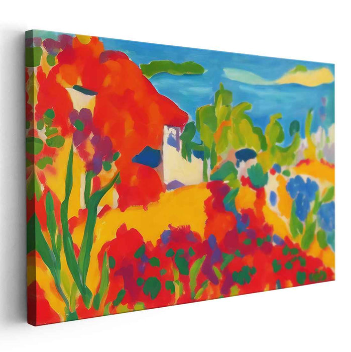 Lush Leaf Melodies: Fauvist Landscape with Bold Hues Canvas Art Print