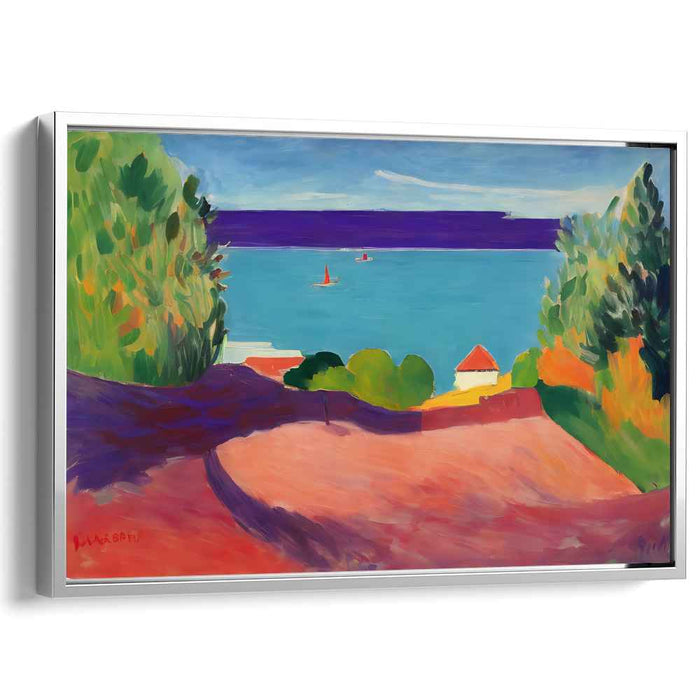 Wild Coast Impressions: Vibrant Fauvist Seaside Landscape Canvas Art Print
