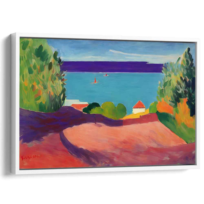 Wild Coast Impressions: Vibrant Fauvist Seaside Landscape Canvas Art Print