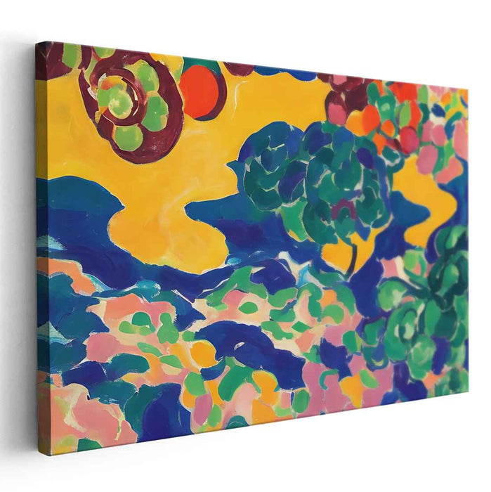 Color Clash: Fauvist Abstract Landscape Canvas Art Print