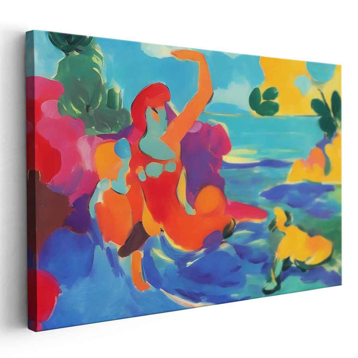 Color Dance on Waters: Fauvist Seascape with Graceful Figure