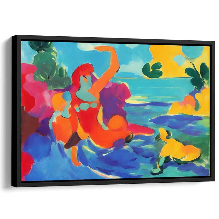 Color Dance on Waters: Fauvist Seascape with Graceful Figure