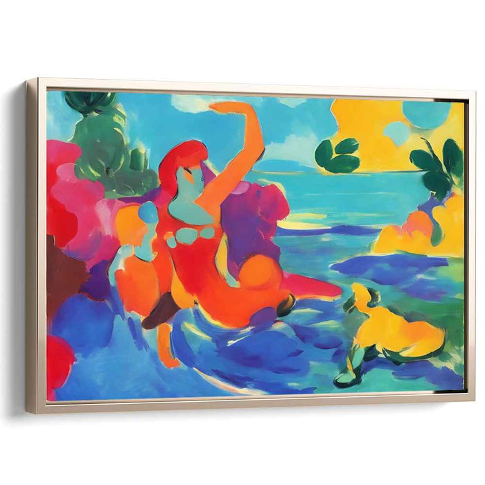 Color Dance on Waters: Fauvist Seascape with Graceful Figure