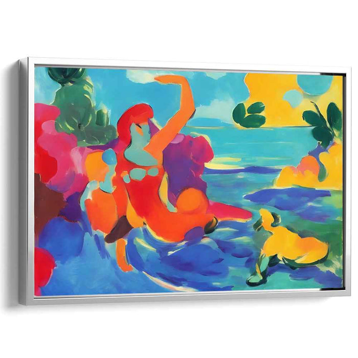 Color Dance on Waters: Fauvist Seascape with Graceful Figure