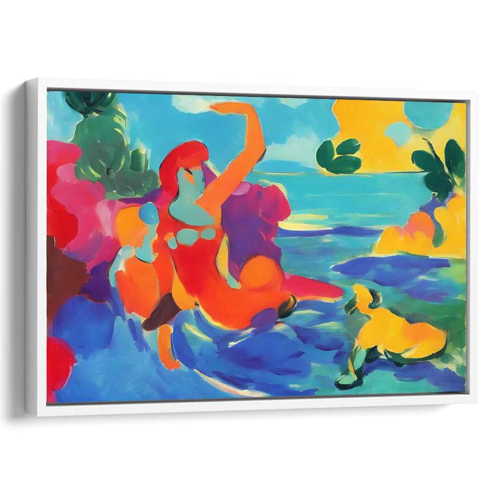 Color Dance on Waters: Fauvist Seascape with Graceful Figure
