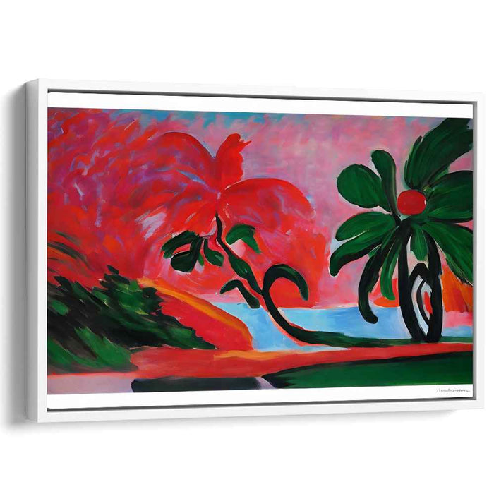 Verdant Garden Whispers: Lush Foliage and Vivid Blossoms Canvas Art