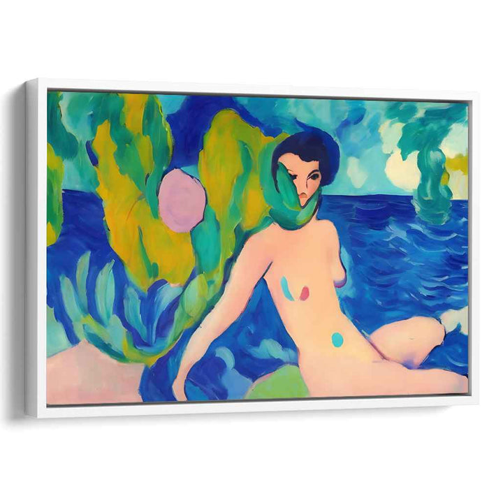 Serene Reverie: Fauvist Nude by the Sea Canvas Art Print