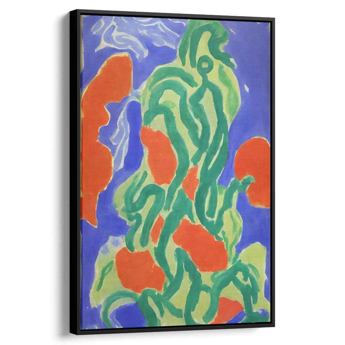 Flourishing Vibes: Abstract Expressionist Green and Red Canvas Art Print