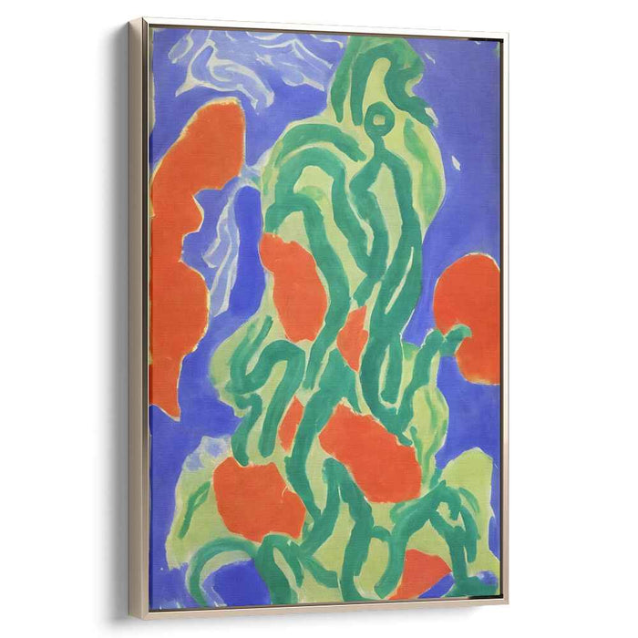 Flourishing Vibes: Abstract Expressionist Green and Red Canvas Art Print