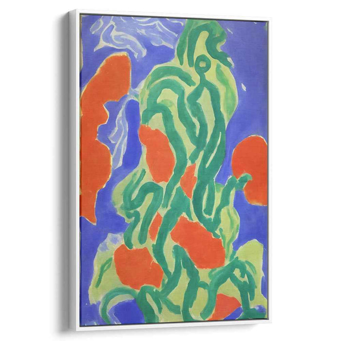 Flourishing Vibes: Abstract Expressionist Green and Red Canvas Art Print