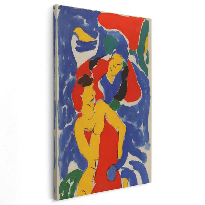 Joyful Embrace: Fauvist-Inspired Colorful Dance Canvas Art Print