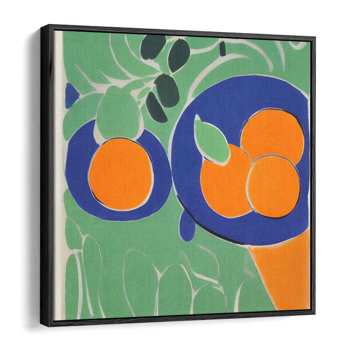 Citrus Harmony Parade: Modernist Orange and Green Still Life Canvas Art