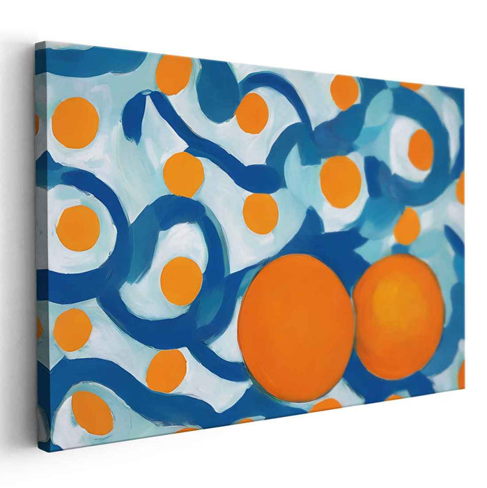 Chromatic Blaze Abstracted: Abstract Expressionist Blue and Orange Canvas Art Print