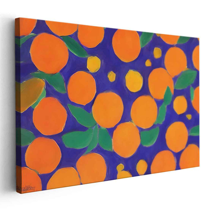 Abstract Fusion Palette: Modern Expressionist Orange and Blue Canvas Art Print