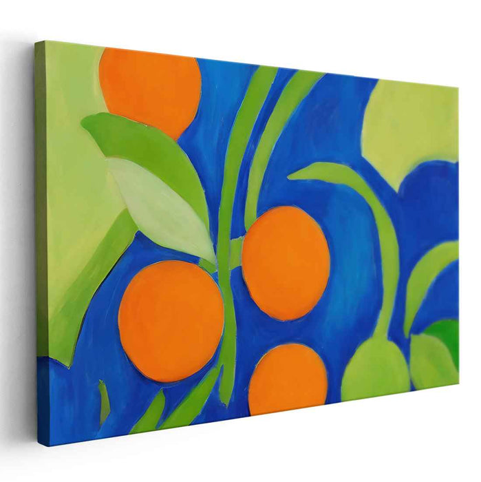 Aqua Flame Duality: Abstract Expressionist Blue and Orange Canvas Art Print
