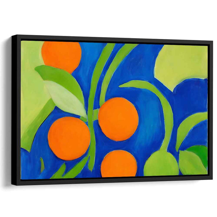 Aqua Flame Duality: Abstract Expressionist Blue and Orange Canvas Art Print