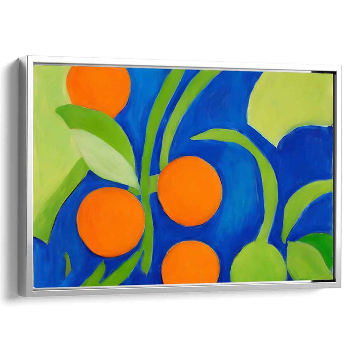 Aqua Flame Duality: Abstract Expressionist Blue and Orange Canvas Art Print