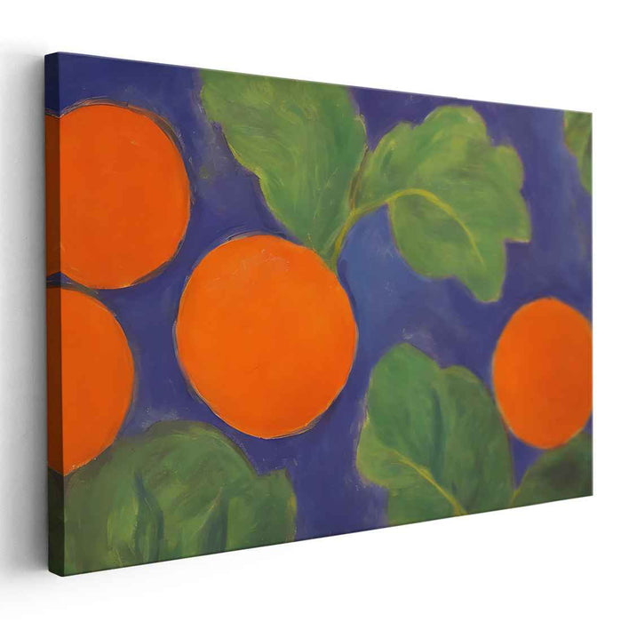 Vibrant Citrus Serenade: Lush Orange and Blue Harmony Canvas Art Print