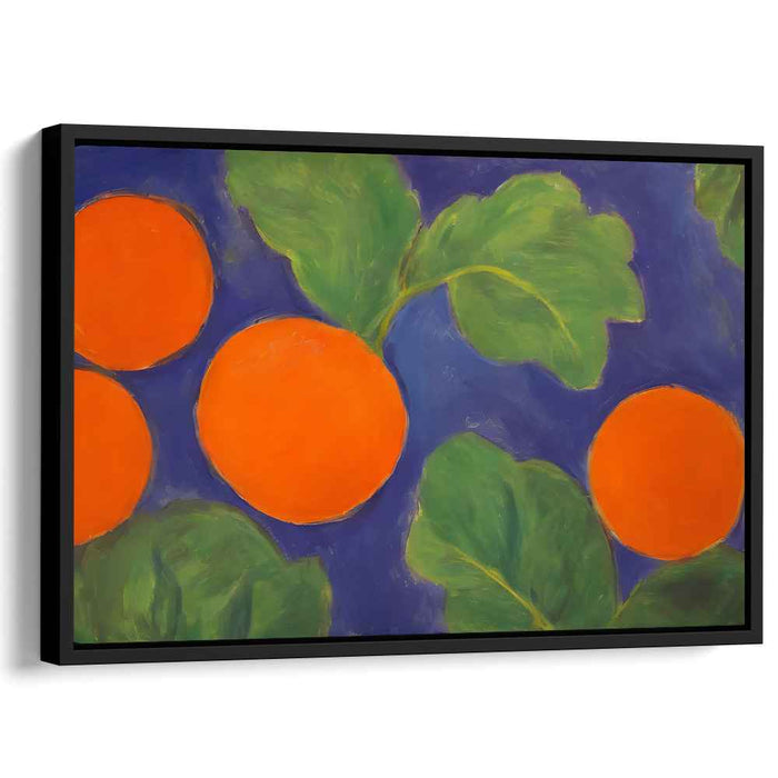 Vibrant Citrus Serenade: Lush Orange and Blue Harmony Canvas Art Print