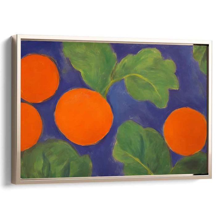 Vibrant Citrus Serenade: Lush Orange and Blue Harmony Canvas Art Print