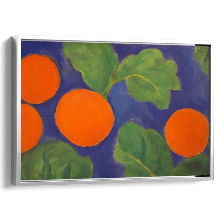 Vibrant Citrus Serenade: Lush Orange and Blue Harmony Canvas Art Print
