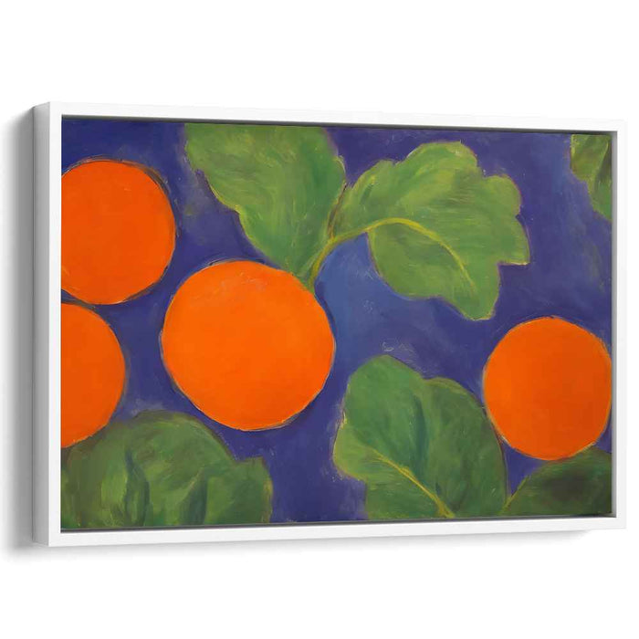 Vibrant Citrus Serenade: Lush Orange and Blue Harmony Canvas Art Print