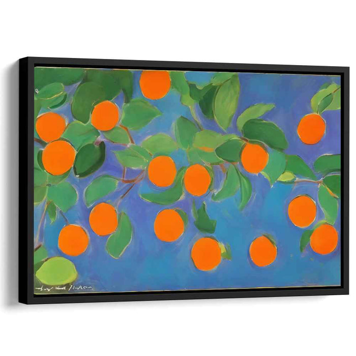 Citrus Skydance Symphony: Bright Oranges Against a Vibrant Blue Sky Canvas Art Print
