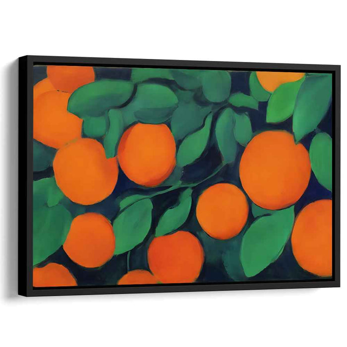 Cubist Citrus Fusion: Modernist Orange and Green Canvas Art Print