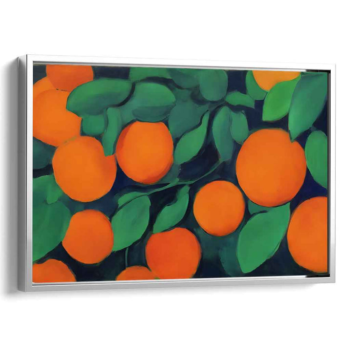 Cubist Citrus Fusion: Modernist Orange and Green Canvas Art Print