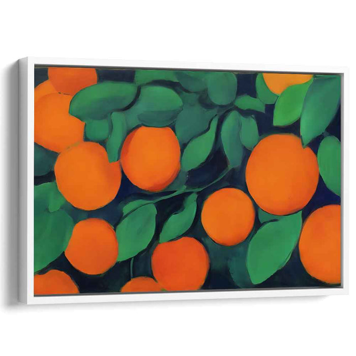 Cubist Citrus Fusion: Modernist Orange and Green Canvas Art Print