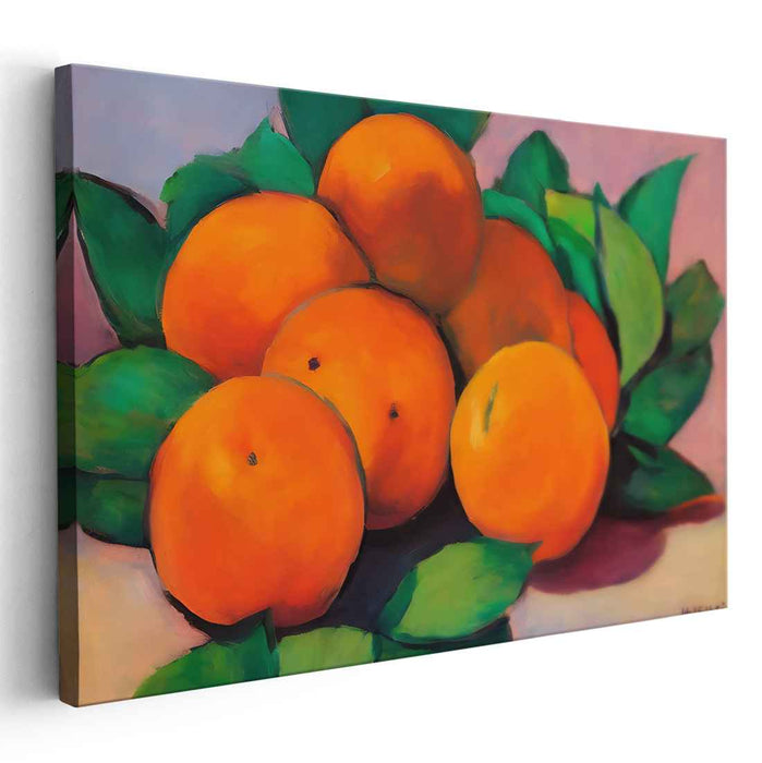 Chroma Burst Serendipity: Realistic Vibrant Orange and Green Canvas Art Print