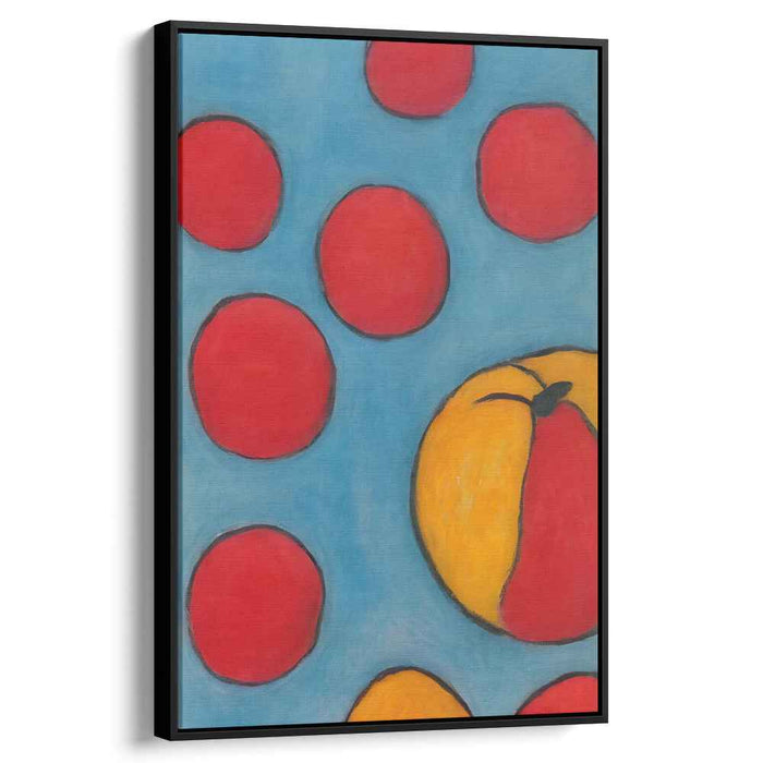 Playful Spheres: Bold Red and Blue Abstract Canvas Art