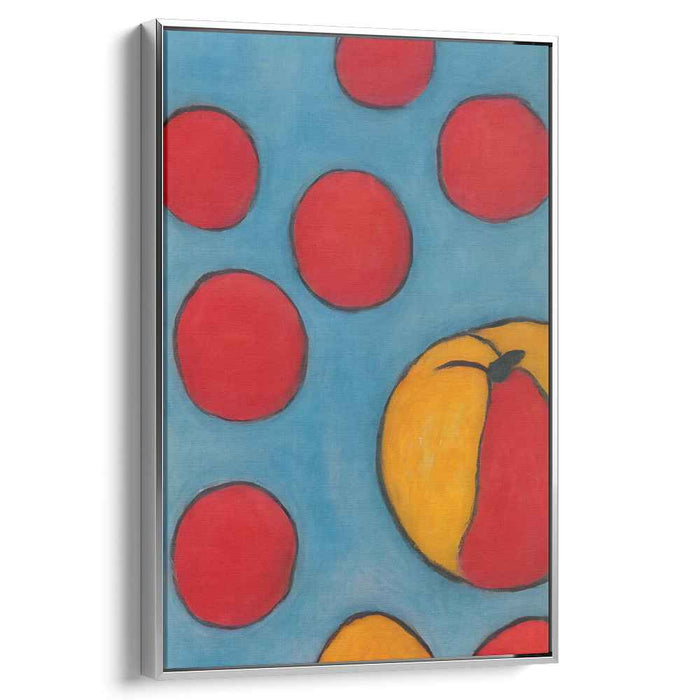 Playful Spheres: Bold Red and Blue Abstract Canvas Art
